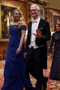 Tiffany Trump, aged 31, wore a stunning custom blue quartz haute couture gown designed by Lebanese designer Saiid Kobeisy. (AFP)
