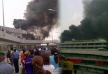 PANIC AS FIRE GUTS LAGOS INTERNATIONAL AIRPORT TERMINAL (VIDEO)