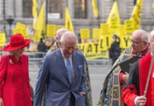 KING CHARLES IGNORES FURIOUS PROTESTORS AS HE LEADS ROYAL FAMILY AT COMMONWEALTH SERVICE