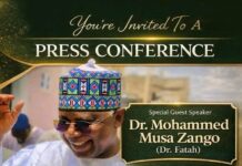 INVITATION TO PRESS CONFERENCE BY DR. MOHAMMED ZANGO