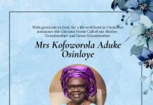 OSINLOYE FAMILY BIDS FAREWELL TO BELOVED MATRIARCH, MRS. KOFOWOROLA ADUKE OSINLOYE (PHOTOS, VIDEO)