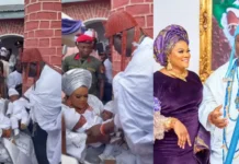OONI OF IFE AND WIFE OLORI MARIAM OGUNWUSI UNVEIL TWINS TO ALL AND SUNDRY IN GRAND NAMING CEREMONY (WATCH)